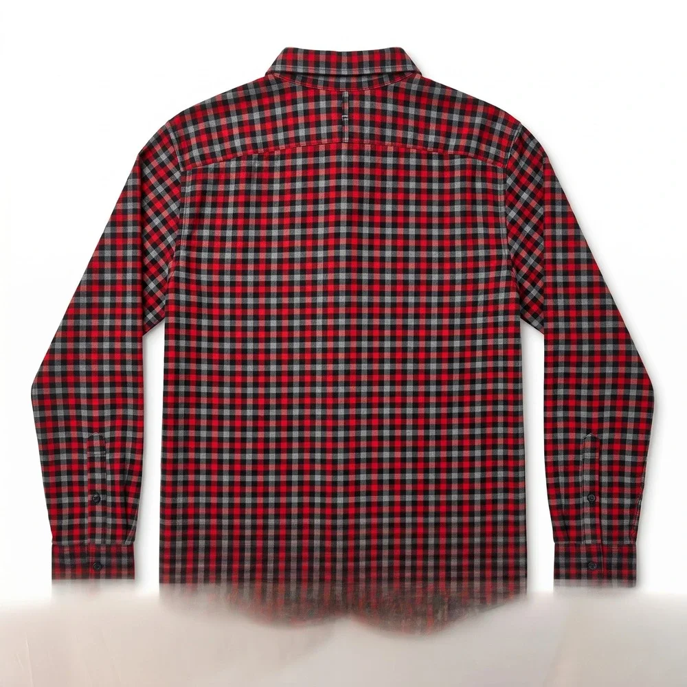 Banana Republic Luxe Flannel Shirt Mens XL Red Grey Grant Fit Plaid Button Down